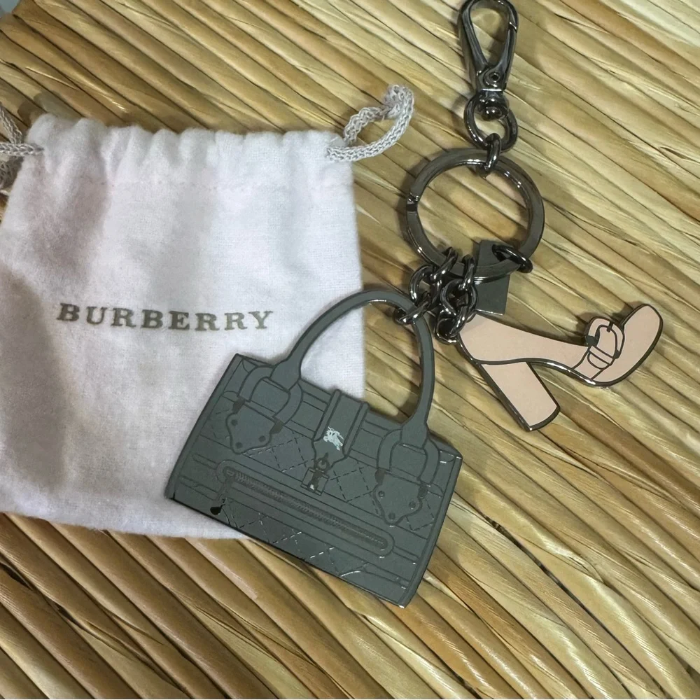 Burberry Handbag and Heel Charm Keychain Silver Tone Designer Bag Charm - Picture 5 of 5